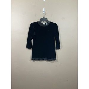 VTG DKNY Girls Velvet Dress 6 Black Satin Ruffles 90s Y2K Goth Grunge Halloween